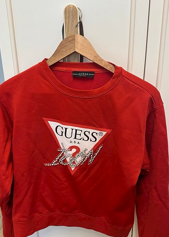 Kırmızı Guess Baskılı Kadın Sweatshirt - Görsel 2