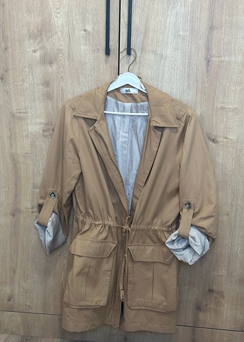 Bej Kadın Keten Midi Trençkot - Görsel 2