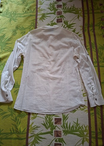 Erkek Keten Beyaz Gömlek - Görsel 3