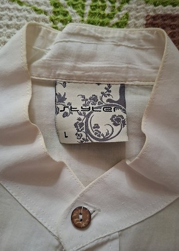 Erkek Keten Beyaz Gömlek - Görsel 4