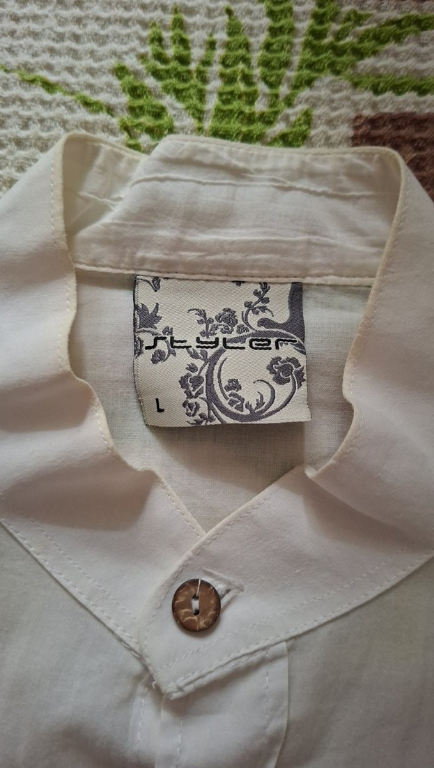 Erkek Keten Beyaz Gömlek - Görsel 4