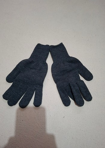 Gri Örgü Yün Kadın Eldiven - Görsel 3