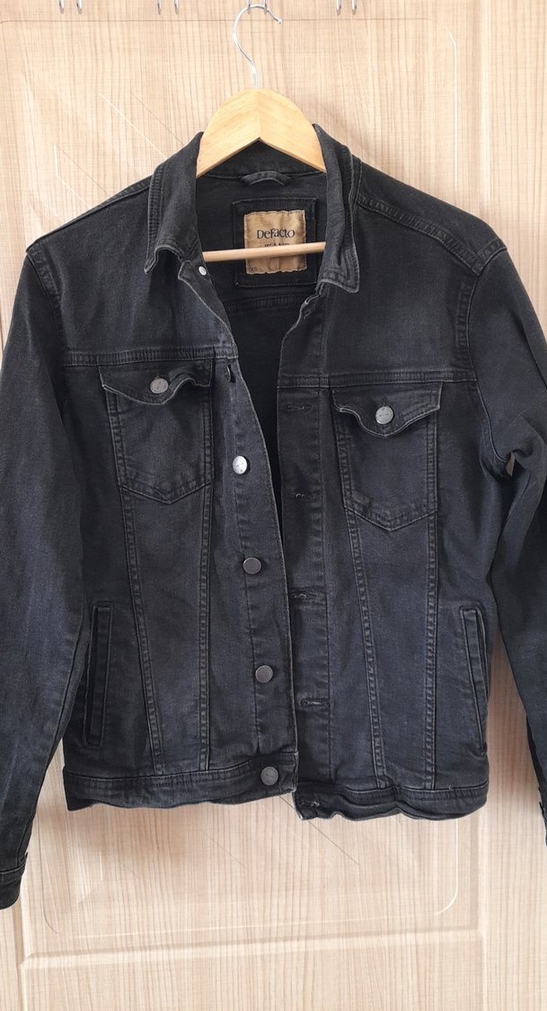 Siyah Kadın Denim Ceket Uzun Kollu - Görsel 2