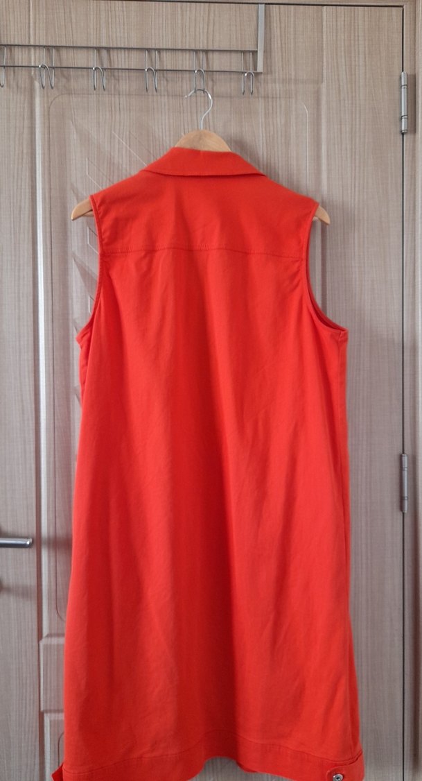 Kırmızı Kolsuz Midi Elbise - Görsel 3