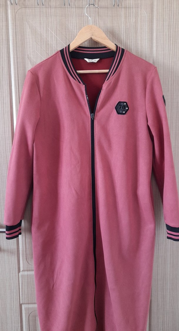 Pembe Uzun Fermuarlı ceket - Görsel 2