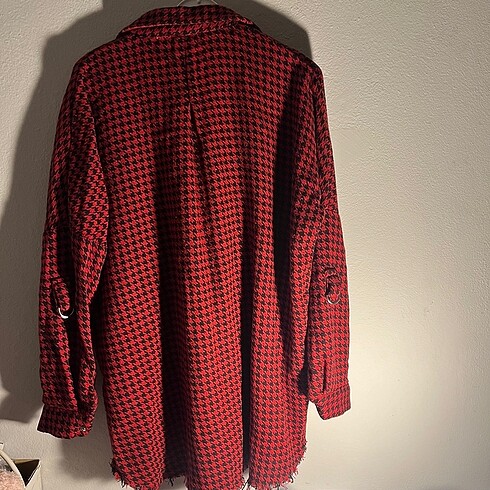 xs Beden bordo Renk Kaz ayağı desenli gömlek