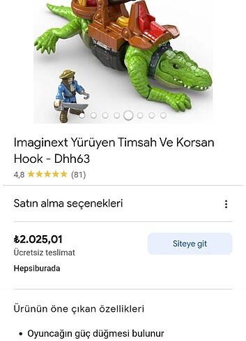Beden Renk Fisher Price Yürüyen Timsah ve Kaptan Hook