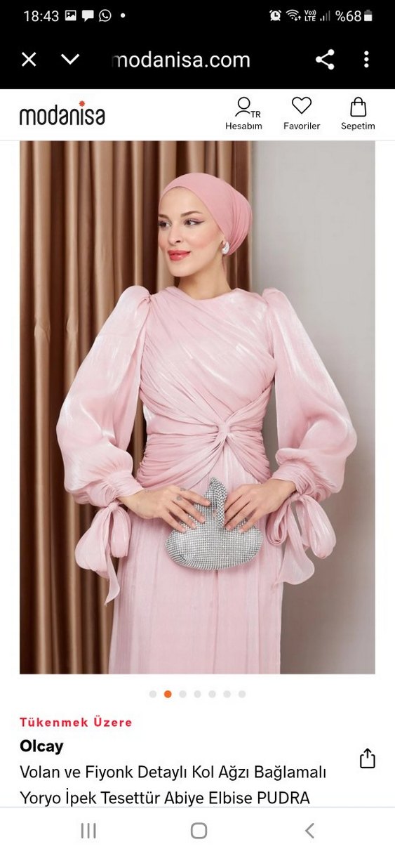 Pudra Renk Drapeli Uzun Abiye Elbise - Görsel 2