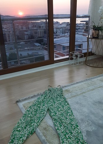 11-12 Yaş Beden yeşil Renk Yeşil Desenli Uzun kız çocuk Tulum