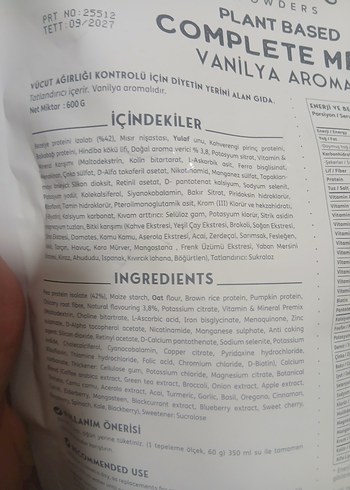 Clean Plant Based Vanilyalı Protein Tozu - Görsel 2