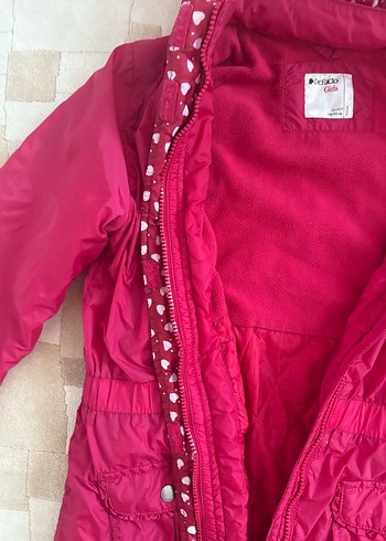 Kız Çocuk Parlak Pembe Fermuarlı Mont - Görsel 4