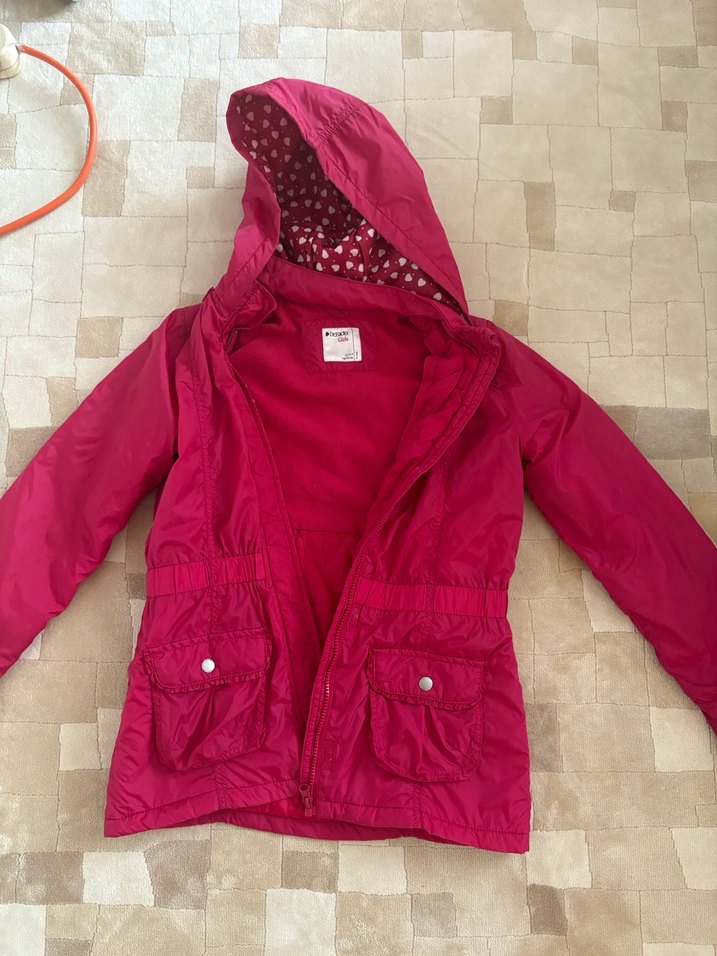 Kız Çocuk Parlak Pembe Fermuarlı Mont - Görsel 2