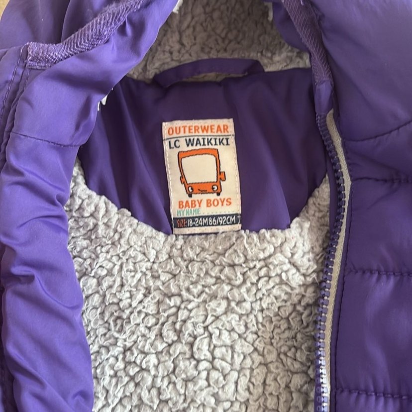 Erkek Çocuk Kapüşonlu Mor Mont - Görsel 3