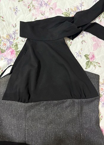 Gri Drapeli Askılı Midi Elbise - Görsel 3