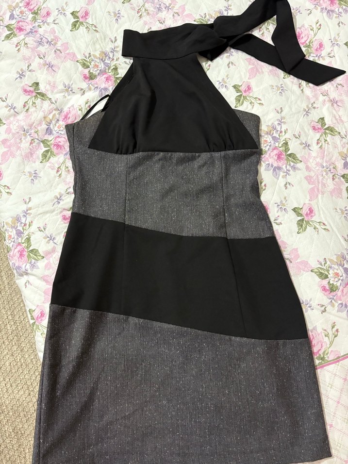 Gri Drapeli Askılı Midi Elbise - Görsel 2