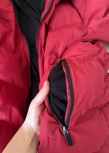 Erkek Çocuk Kapüşonlu Kırmızı Kış Ceketi - Görsel 4