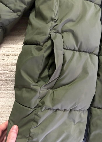 Yeşil Kapüşonlu mango kız çocuk Kışlık Mont - Görsel 2