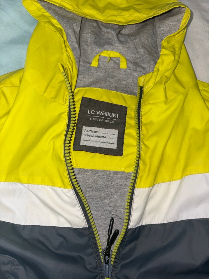 Sarı Gri Fermuarlı Erkek Çocuk yağmurluk - Görsel 2