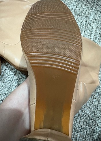 Bej Kadın Deri  Topuklu çizme - Görsel 5