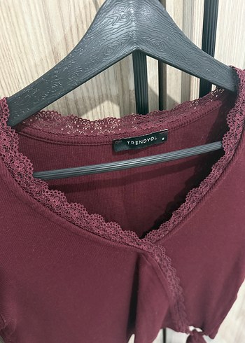 Bordo V Yaka Triko body kazak - Görsel 2