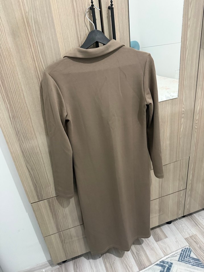 Bej V Yakalı Midi Elbise LCW - Görsel 5