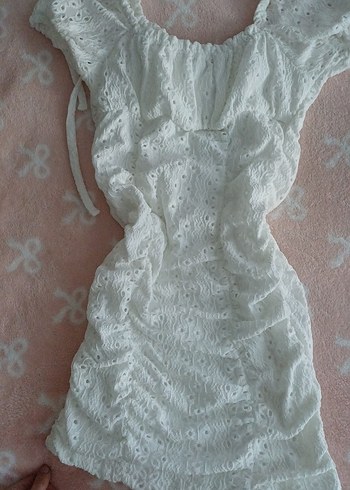 Nakışlı Beyaz Bohem Kadın Elbise - Görsel 4