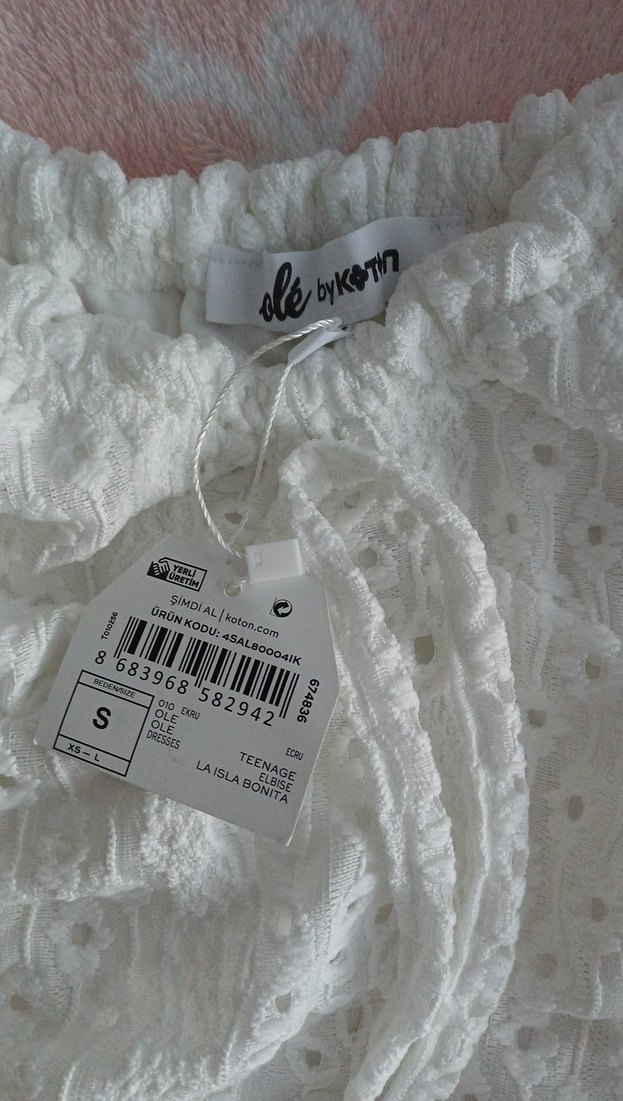 Nakışlı Beyaz Bohem Kadın Elbise - Görsel 3