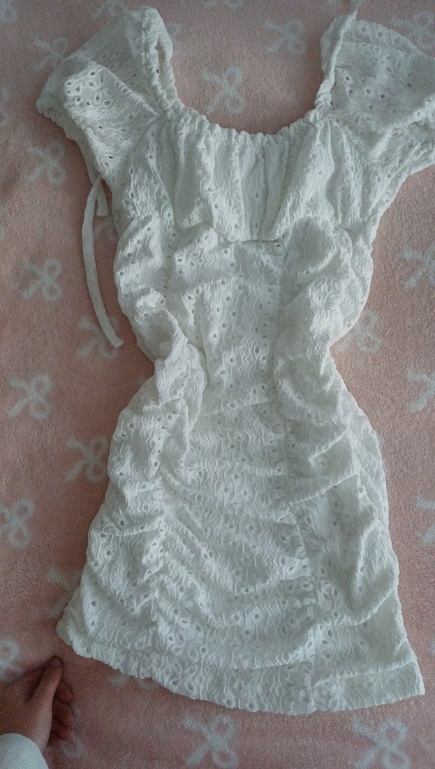 Nakışlı Beyaz Bohem Kadın Elbise - Görsel 4