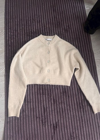 Düğmeli Bej Kadın Hırka - Görsel 2