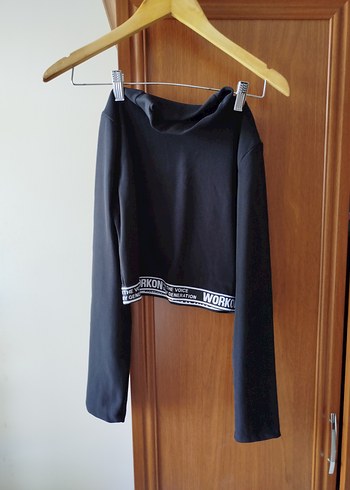 Siyah Uzun Kollu Crop Top