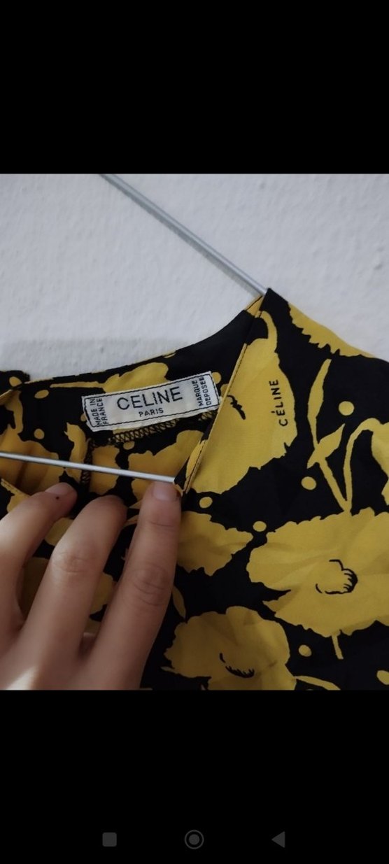 ORİJİNAL VİNTAGE CELİNE MARKA İPEK GÖMLEK-ETEK TAKIM - Görsel 5