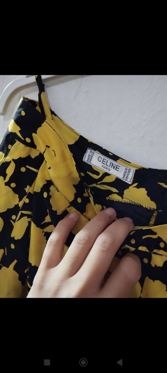 ORİJİNAL VİNTAGE CELİNE MARKA İPEK GÖMLEK-ETEK TAKIM - Görsel 3