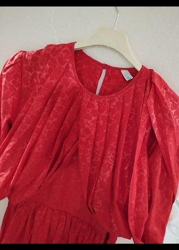 VİNTAGE KIRMIZI ELBİSE - Görsel 4