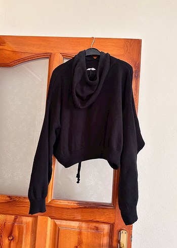 Siyah Kapüşonlu Salaş Sweatshirt - Görsel 3