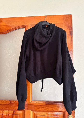 Siyah Kapüşonlu Salaş Sweatshirt - Görsel 2