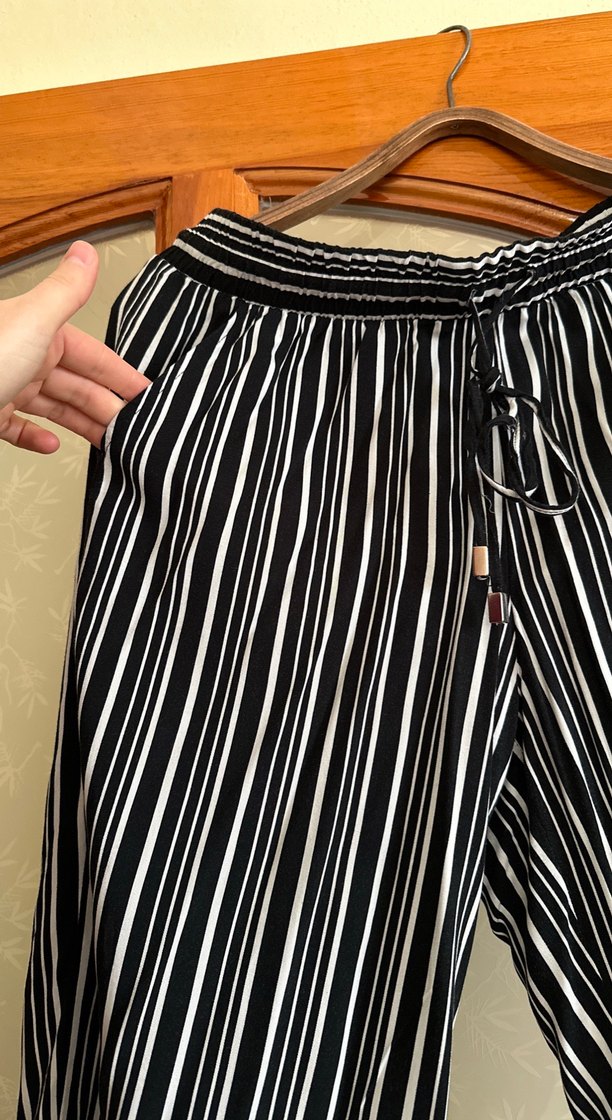 Zebra Desenli Bol Kesim Kadın Kumaş Pantolon - Görsel 2