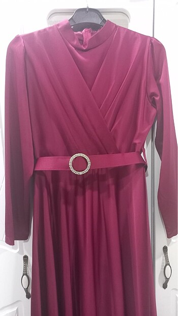 Uzun zaten elbise rengi Fuşya - Görsel 8