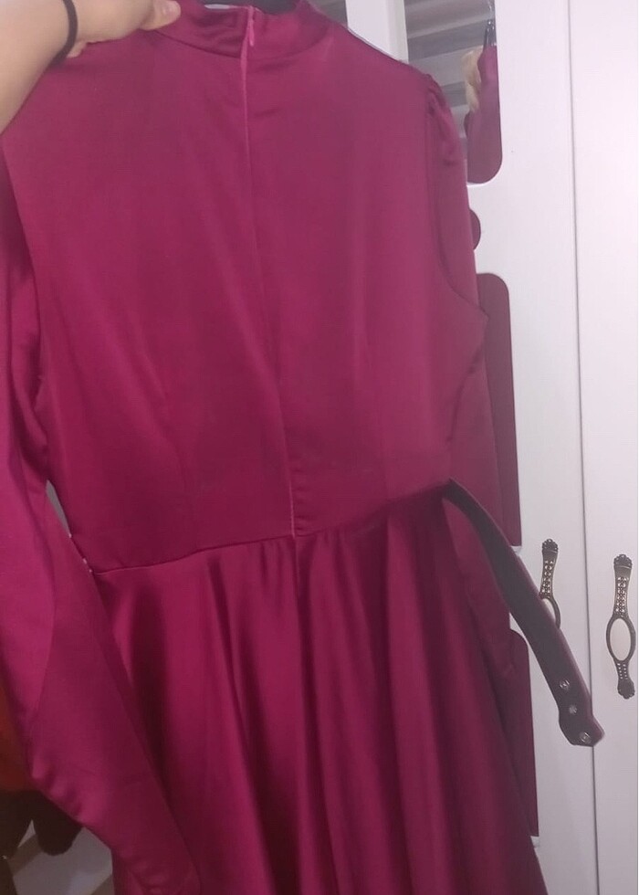Uzun zaten elbise rengi Fuşya - Görsel 4