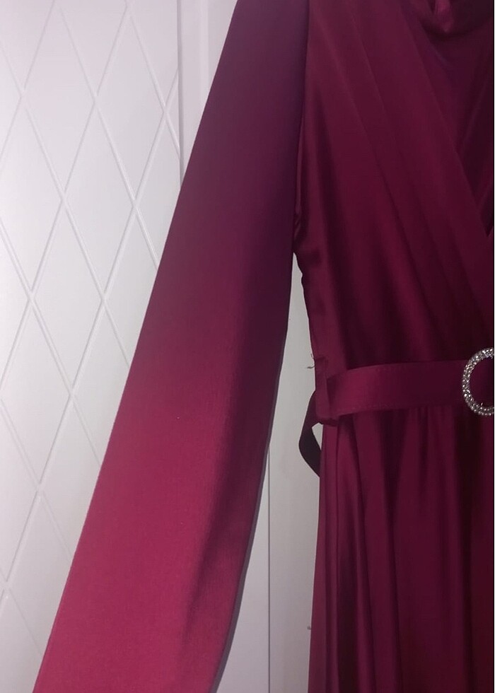 Uzun zaten elbise rengi Fuşya - Görsel 5