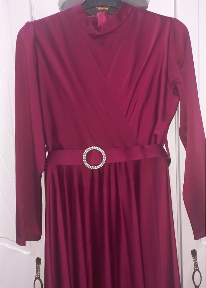 Uzun zaten elbise rengi Fuşya - Görsel 2