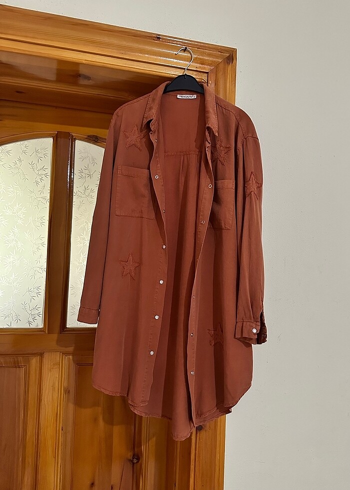 Tensel kumaş gömlek tunik - Görsel 2