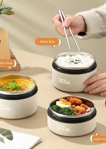Beden Panda Desenli 3 Bölmeli Yemek Kabı ve Termal Çanta