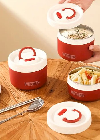 Beden bordo Renk 4'lü set sızdırmaz yemek kutusu ve yalıtımlı çanta