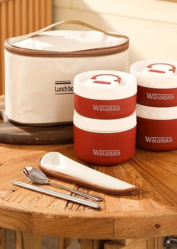 5'li set sızdırmaz contalı yemek seti, Çift katmanlı