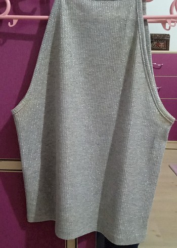 Gri Parlak Askısız Kadın Atlet - Görsel 2