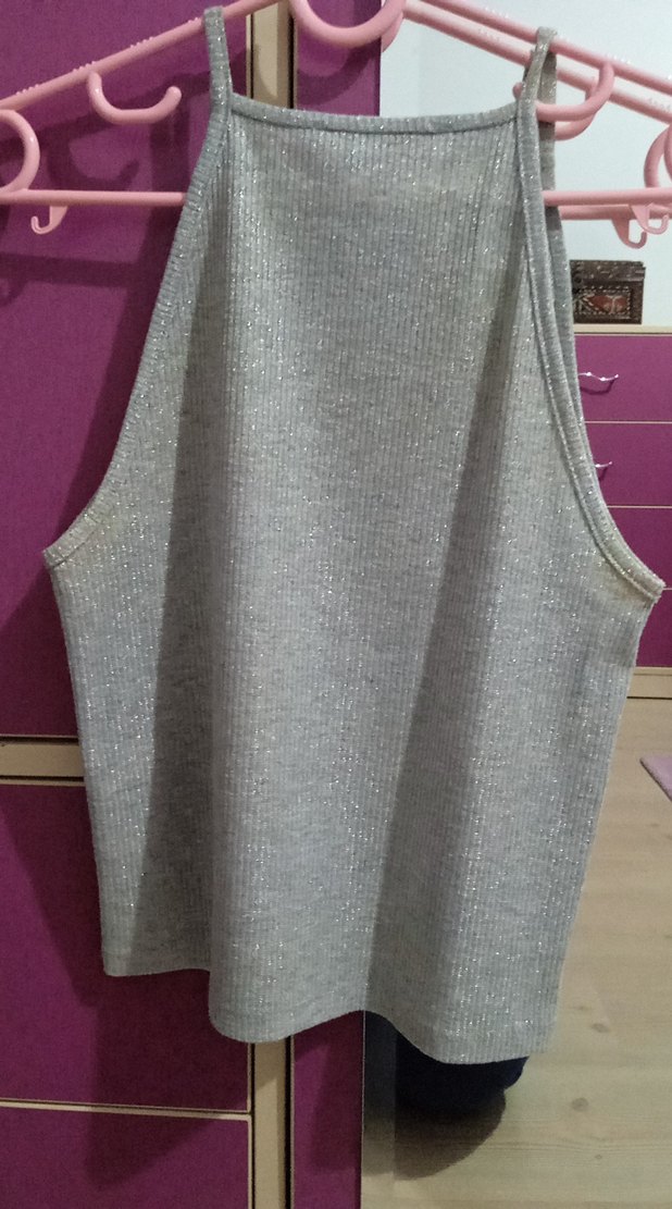 Gri Parlak Askısız Kadın Atlet - Görsel 2