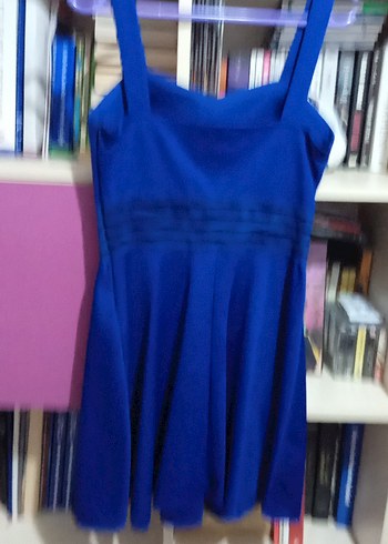 Mavi Midi Askılı Kadın Elbise - Görsel 2