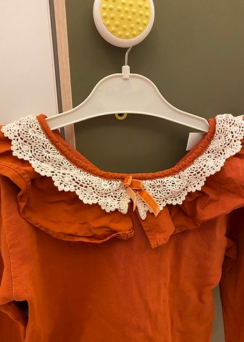 Kız Çocuk kiremit Fırfırlı Bluz - Görsel 4