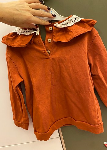 Kız Çocuk kiremit Fırfırlı Bluz - Görsel 5