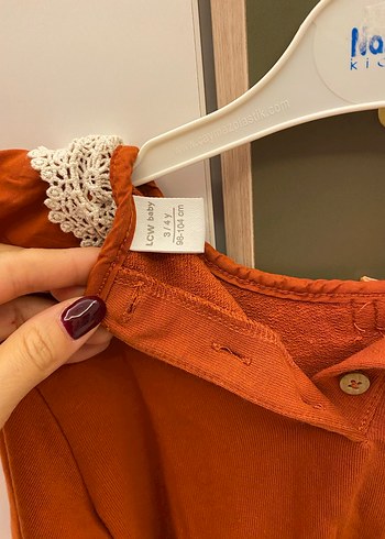 Kız Çocuk kiremit Fırfırlı Bluz - Görsel 3